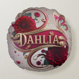 Almofada Redonda Elegant Red Dahlia Flower Art