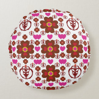 Almofada Redonda Elegant Red Mandala Geometric Bedroom & Home Texti