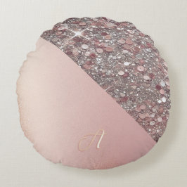 Almofada Redonda Elegant Rose Gold Monogram