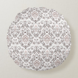 Almofada Redonda Elegant Taupe & Gray Damask Throw Pillow | Vintage