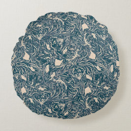 Almofada Redonda Elegant Teal Botanical Swirl Seamless Pattern