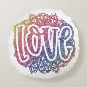 Almofada Redonda Elegante Amor Citado Glitter Sparkle Romance