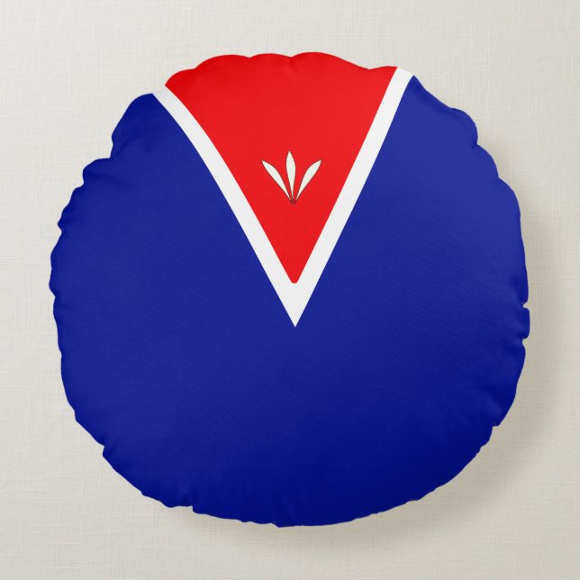 Almofada Redonda Elegante Azul Vermelho e Branco (Frente)