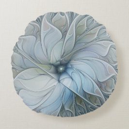 Almofada Redonda Elegante Beleza Arte Fractal Abstrata Moderna Flor