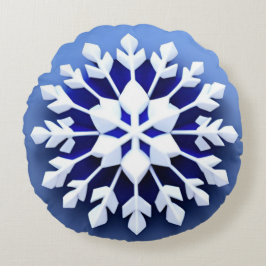 Almofada Redonda Elegante Design de Floco de Neve 3D