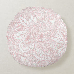 Almofada Redonda Elegante faux rosa gold floral mandala design