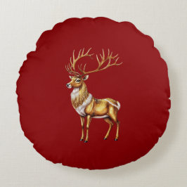 Almofada Redonda Elegante Feliz Natal Dourado Mose Natal Festivo