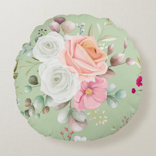 Almofada Redonda Elegante floral chic (Frente)
