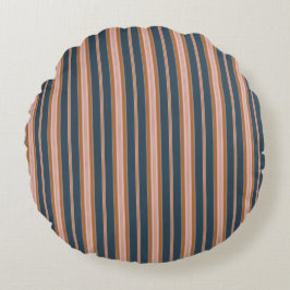 Almofada Redonda Elegante Listra de Ticking Rosa Marrom Azul Navy