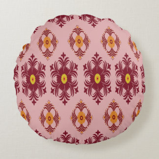 Almofada Redonda Elegante Mandala Geométrico Vermelho para Quarto e