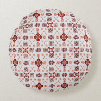 Almofada Redonda Elegante Mandala Vermelho Geométrico Quarto e Têxt