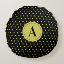 Elegante Monograma com Estrela em Padrão Dourado e