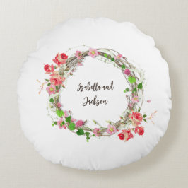 Almofada Redonda elegante recém-casados personalizados nome do casa