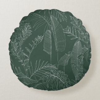 Almofada Redonda Elegante sem costura com linha verde desenhada