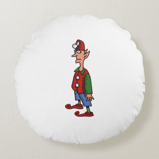 Almofada Redonda Elf Em Atenção Ao travesseiro de poli verde (Frente)