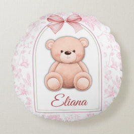 Almofada Redonda Eliana | Design de Enfermeiro de Urso Rosa Persona