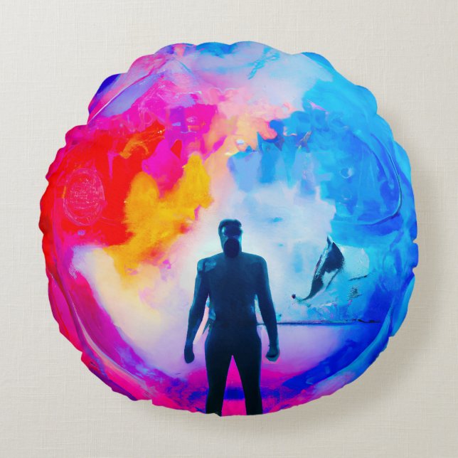 Almofada Redonda Em pé nas cores (Frente)