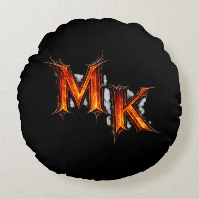 Almofada Redonda Emblema Infernal Gótico MK (Frente)
