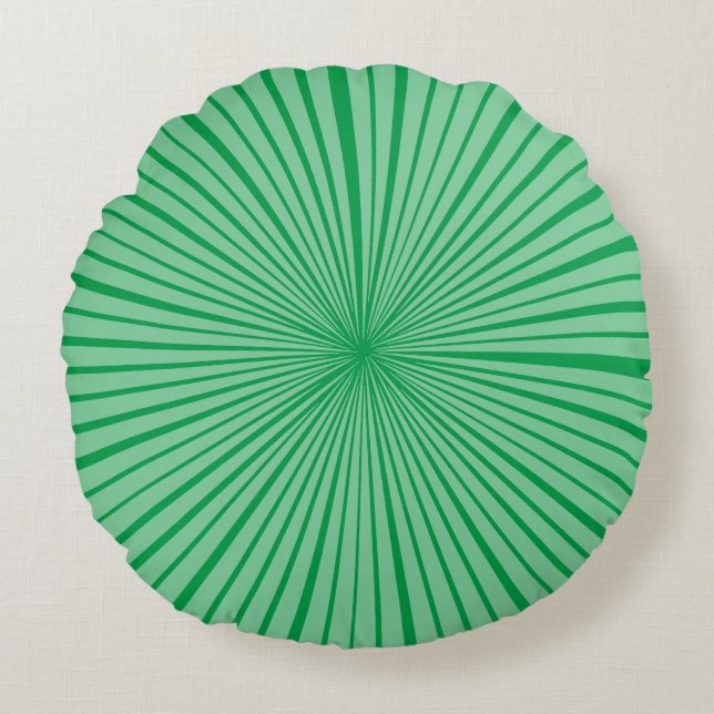 Almofada Redonda Emerald Green Sage Starburst Wheel Stripe Padrão (Frente)