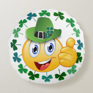Almofada Redonda Emoji Bastante Irlandês com Shamrock