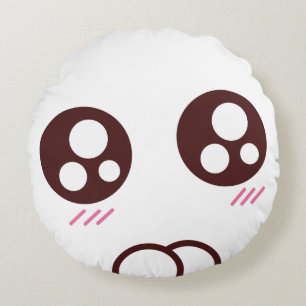 Almofada Redonda Emoji bonito do gatinho de Kawaii