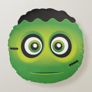 Almofada Redonda Emoji bonito do monstro do verde do lil