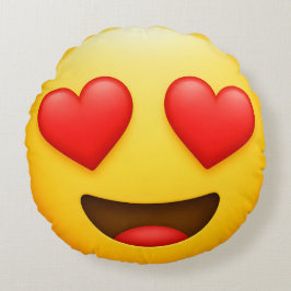 Almofada Redonda Emoji de amor amarelo