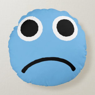 Almofada Redonda Emoticon Emoji, Emoticon Azul Triste