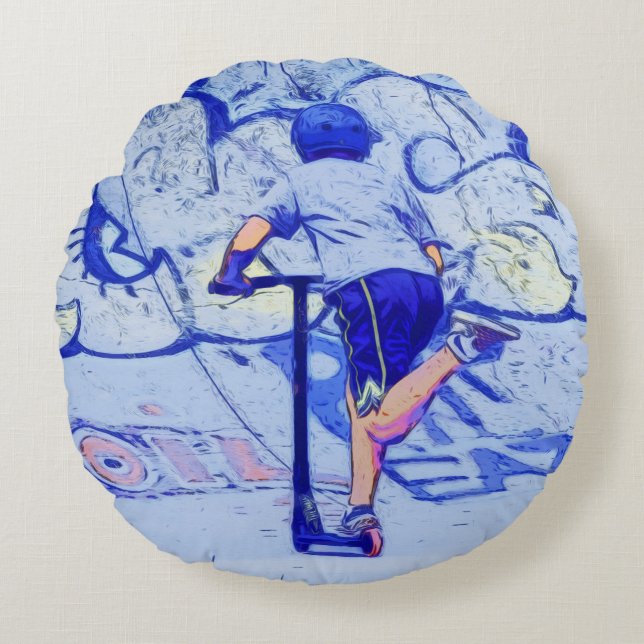 Almofada Redonda Empurrando - Patinete Stunt Rider (Frente)