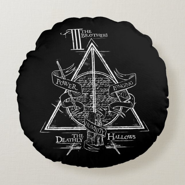 Almofada Redonda Encantamento de Harry Potter | Gráfico das RELÍQUI (Frente)