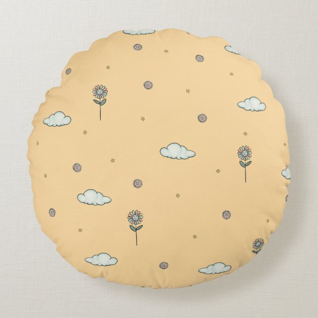 Almofada Redonda Encantando o quarto de crianças Peach (Frente)