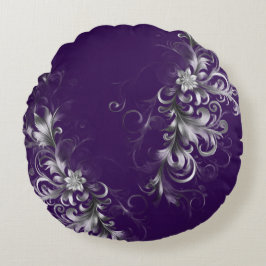 Almofada Redonda Enchanting Purple and Silver Accents  Round Pillow