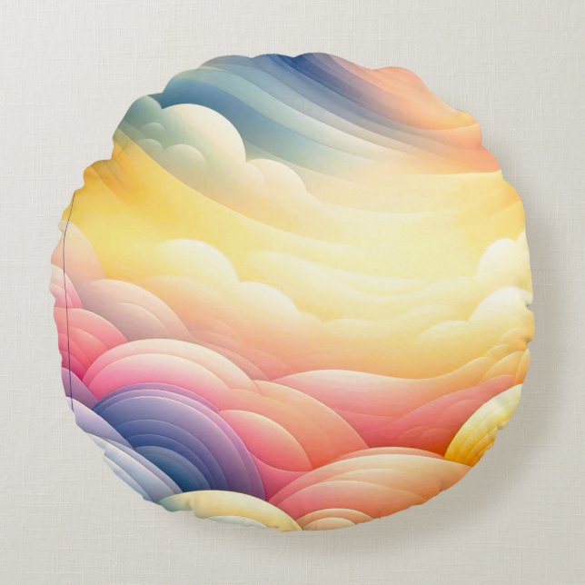 Almofada Redonda Encontrar a paz nas coludes do Sonho Puffy (Frente)