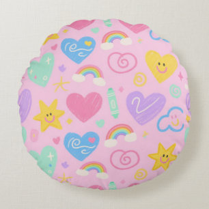 Almofada Redonda Ênfase do Kidcore Cute do Travesseiro decorativo d