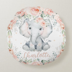 Almofada Redonda Enfermeira de quarto de quarto com elefante Floral