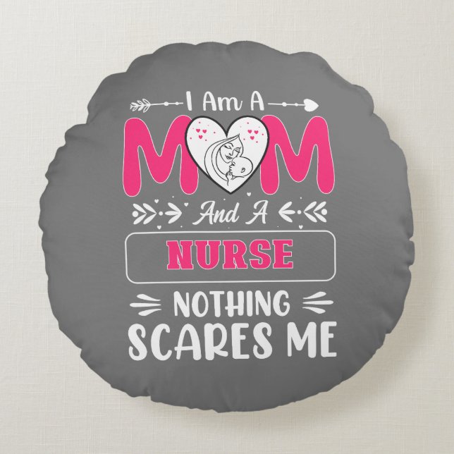 Almofada Redonda Enfermeira Engraçada Mãe, Enfermeira Mamãe faz cit (Frente)
