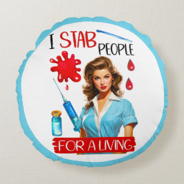 Almofada Redonda Enfermeira Nostálgica Bonita Se Aproxima Para Vive