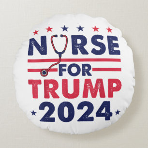 Almofada Redonda Enfermeiras Retro Para Trump 2024 Bandeira Estrela