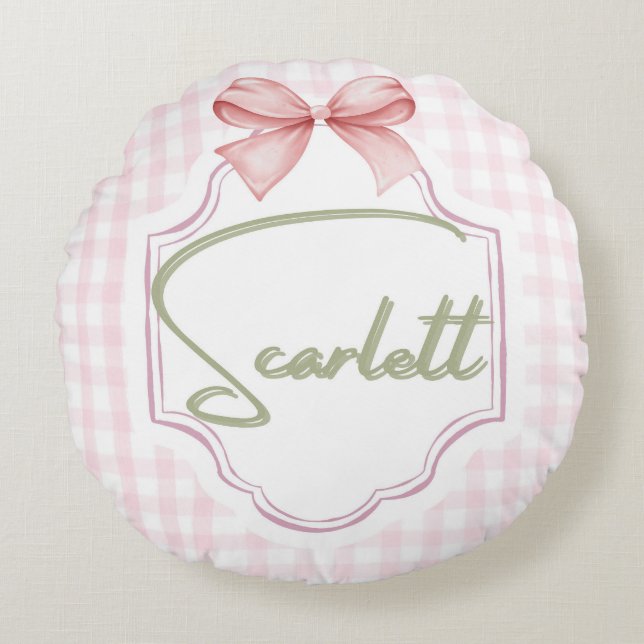 Almofada Redonda Enfermeiro Scarlett Baby Gingham Personalizado (Frente)