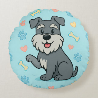 Almofada Redonda engraçado Cachorro Cartoon Schnauzer Fofo
