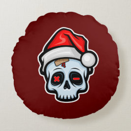 Almofada Redonda Engraçado Caveira de Natal, Estilo de Cartoon