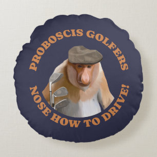 Almofada Redonda Engraçado Proboscy Monkey Golf Amantes
