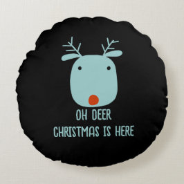 Almofada Redonda Engraçado Rudolph, a Rena Vermelha Nosada Natal