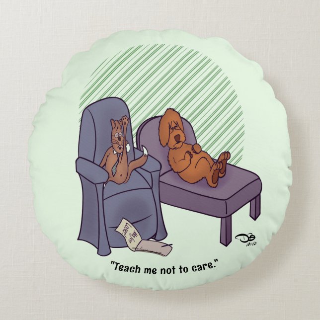Almofada Redonda Ensinar-me a não me importar (Frente)