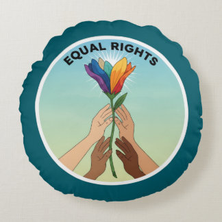 Almofada Redonda Equal Rights Rainbow Flower-Diverse and Unity