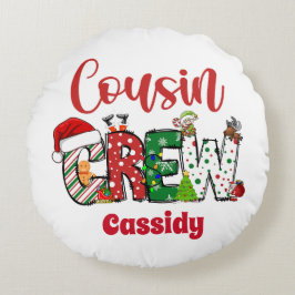 Almofada Redonda Equipe de Primo Retro Personalizada de Natal 