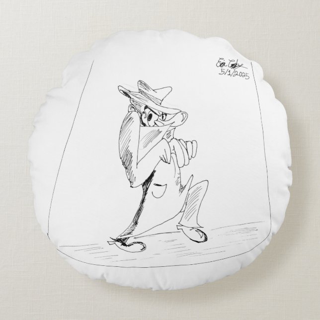 Almofada Redonda Erica Crooks Comics - sneaky villain man (Frente)