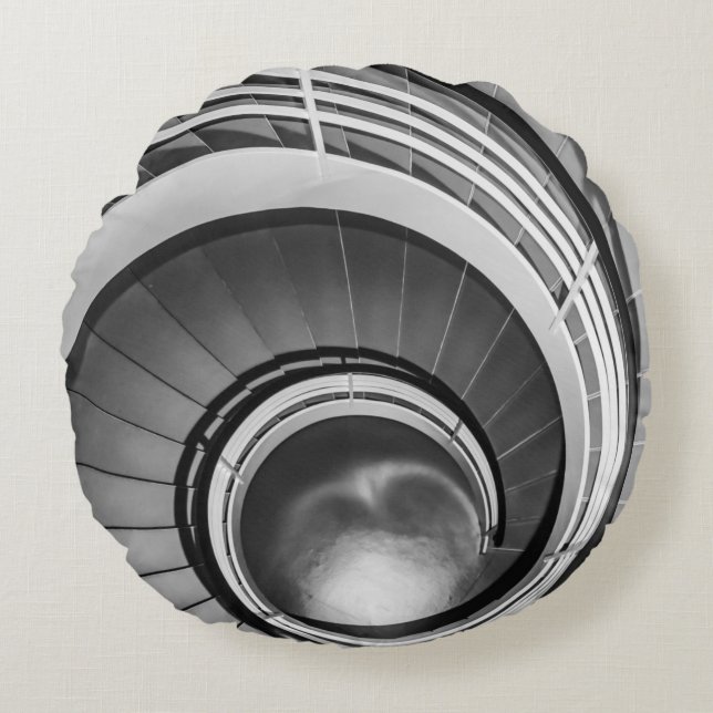 Almofada Redonda Escada Circular BW (Frente)