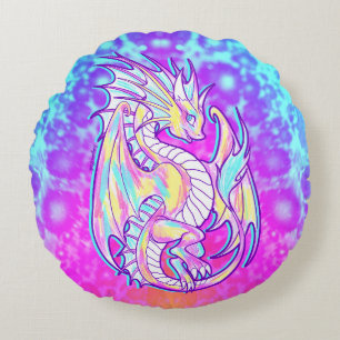Almofada Redonda Escrivora Rosa Bela Dragão Girassol Wyvern Inugami