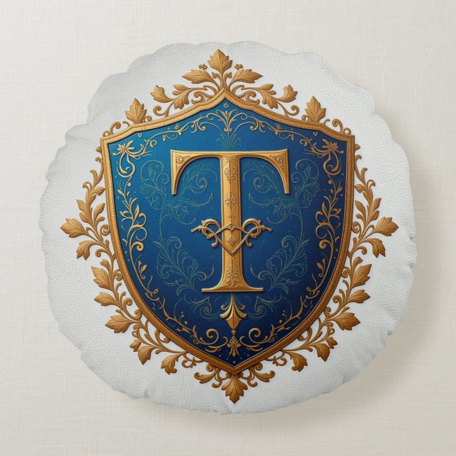 Almofada Redonda Escudo Heráldico Decorativo (Frente)